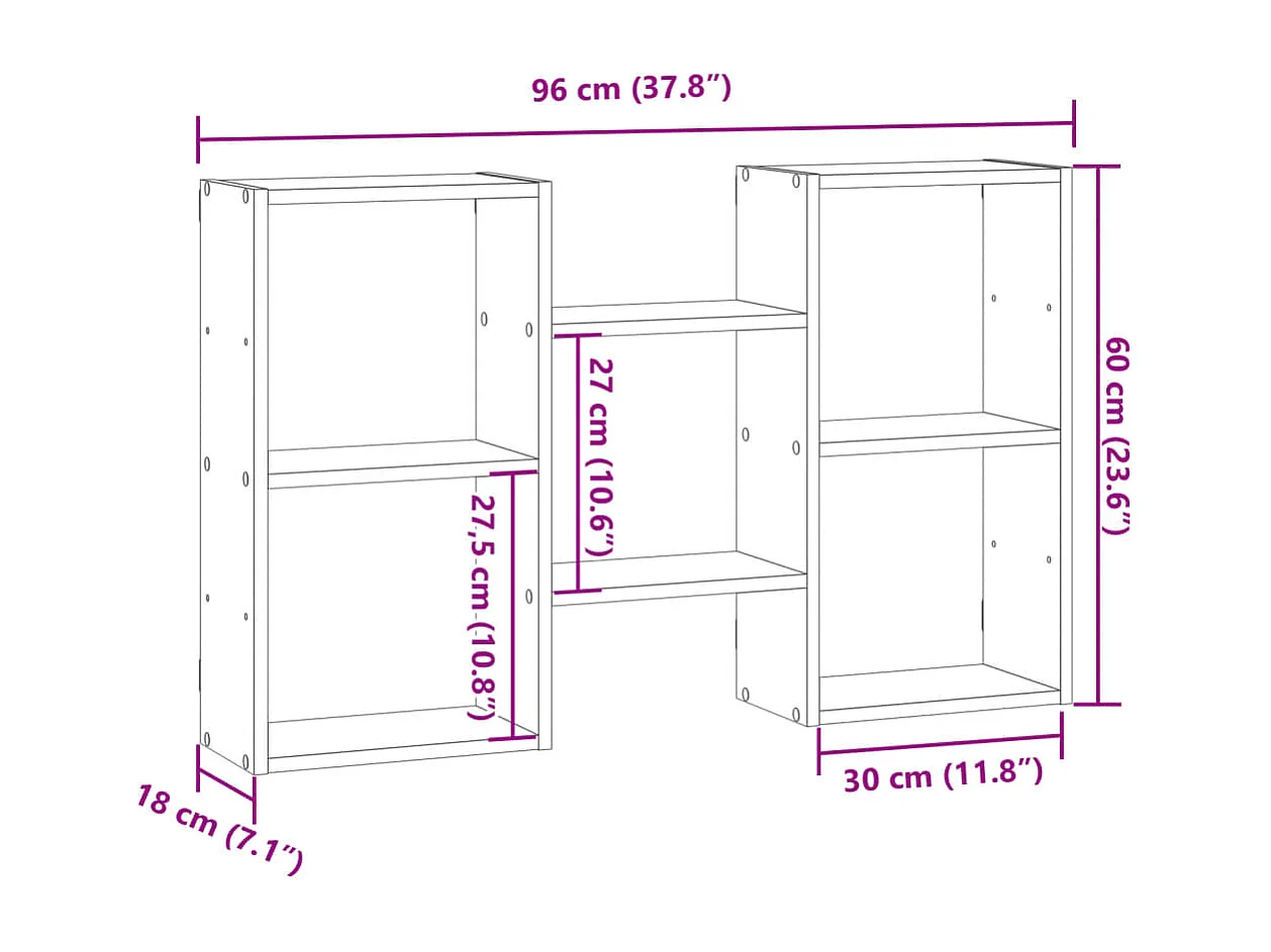 Wandschap 96x18x60 cm bewerkt hout wit