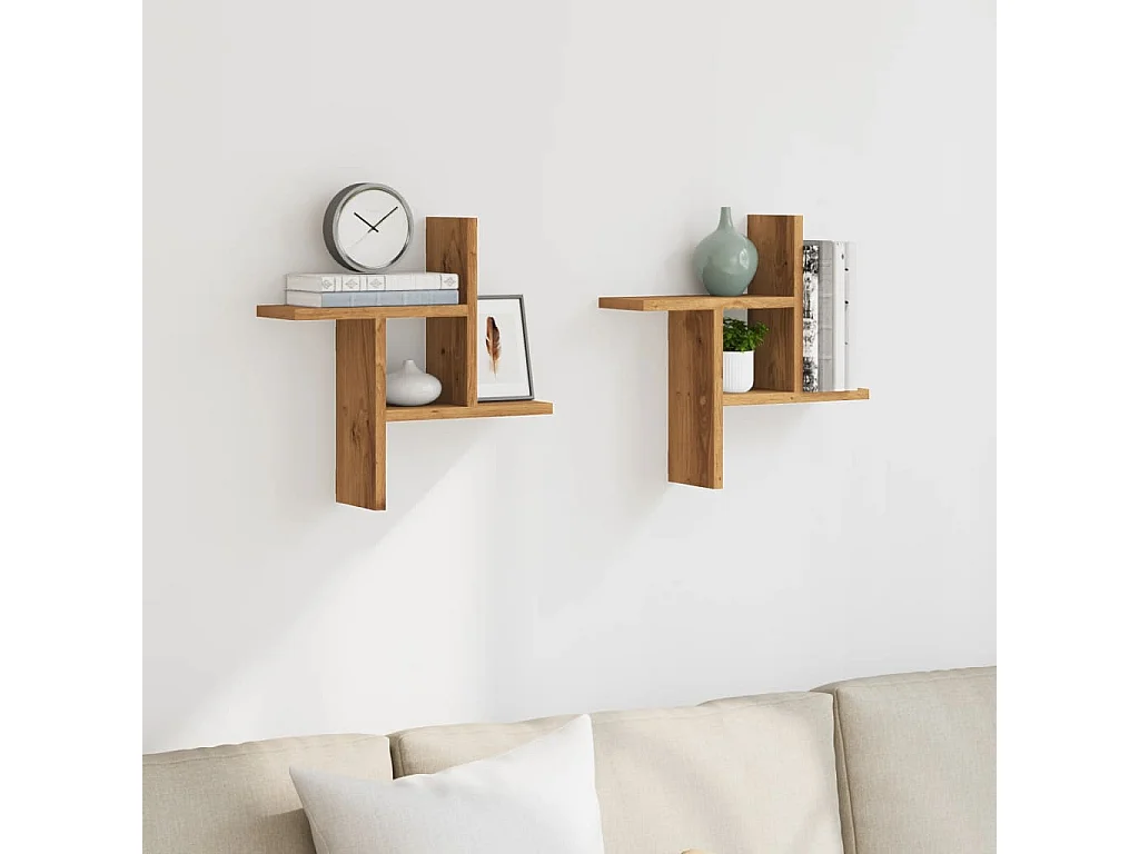 Étagères murales 2 pcs chêne artisanal bois d'ingénierie