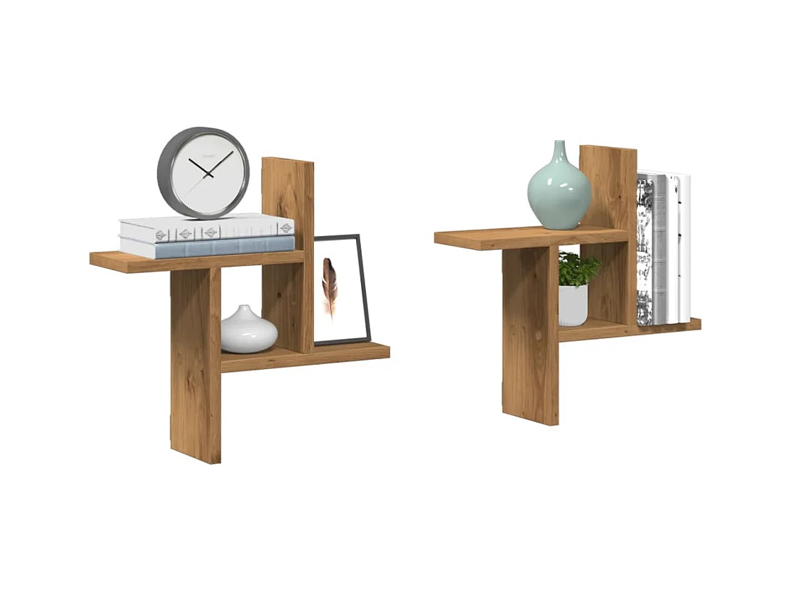 Wandregale 2 Stk. Artisan-Eiche 38x12x38 cm Holzwerkstoff