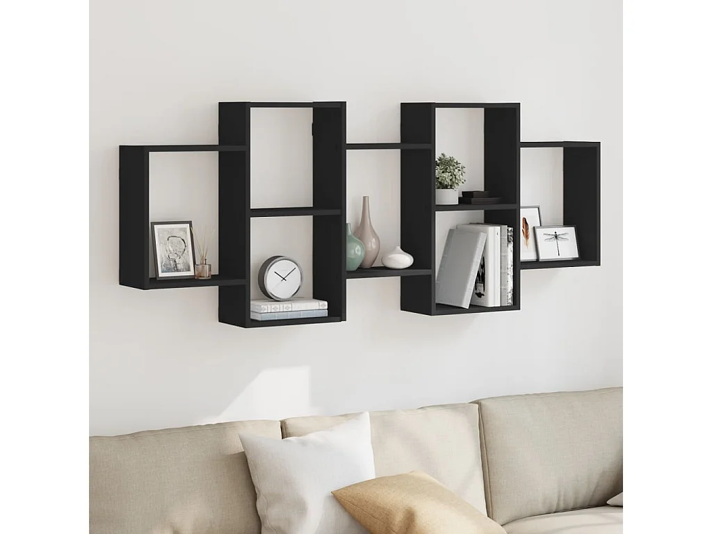 Estantería de pared madera de ingeniería negra 159x18x65 cm