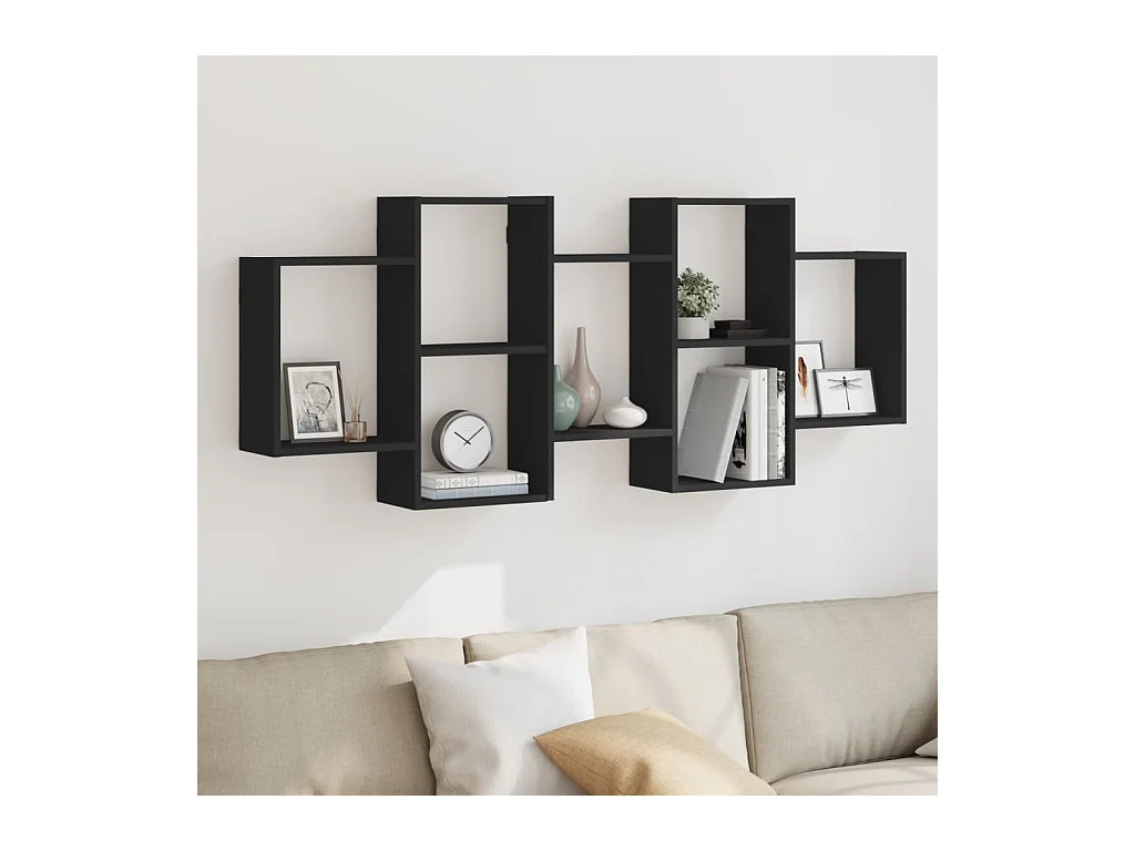Étagère murale noir 159x18x65 cm bois d'ingénierie
