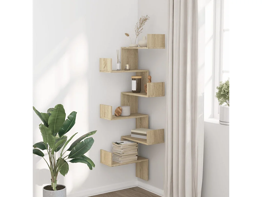Scaffale Angolare a Muro Sonoma 45x45x147 cm Legno Multistrato