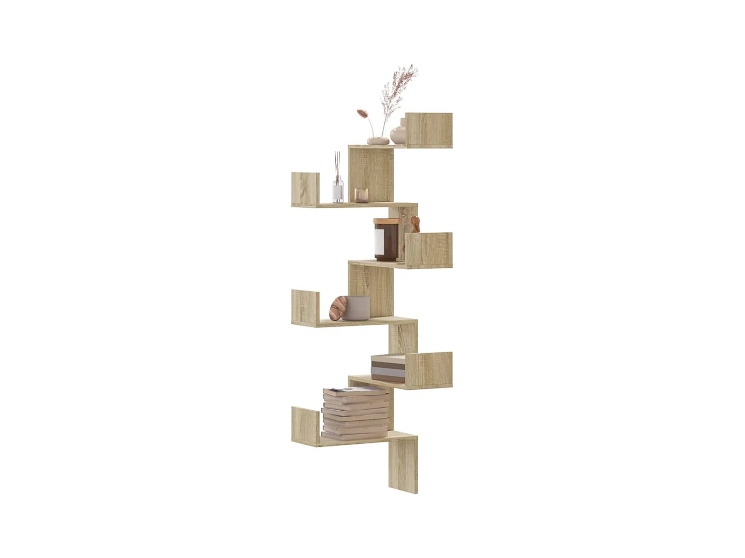 Étagère d'angle murale chêne sonoma 45x45x147cm bois ingénierie