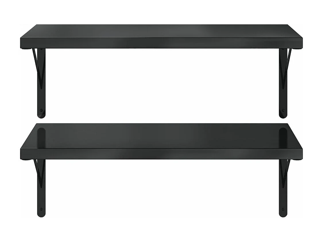 Estantes de pared 2 uds acero inoxidable negro 75x40 cm