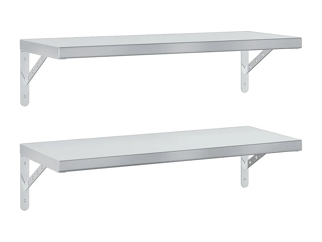 Prateleiras de parede 2 pcs 75x30 cm aço inoxidável prateado