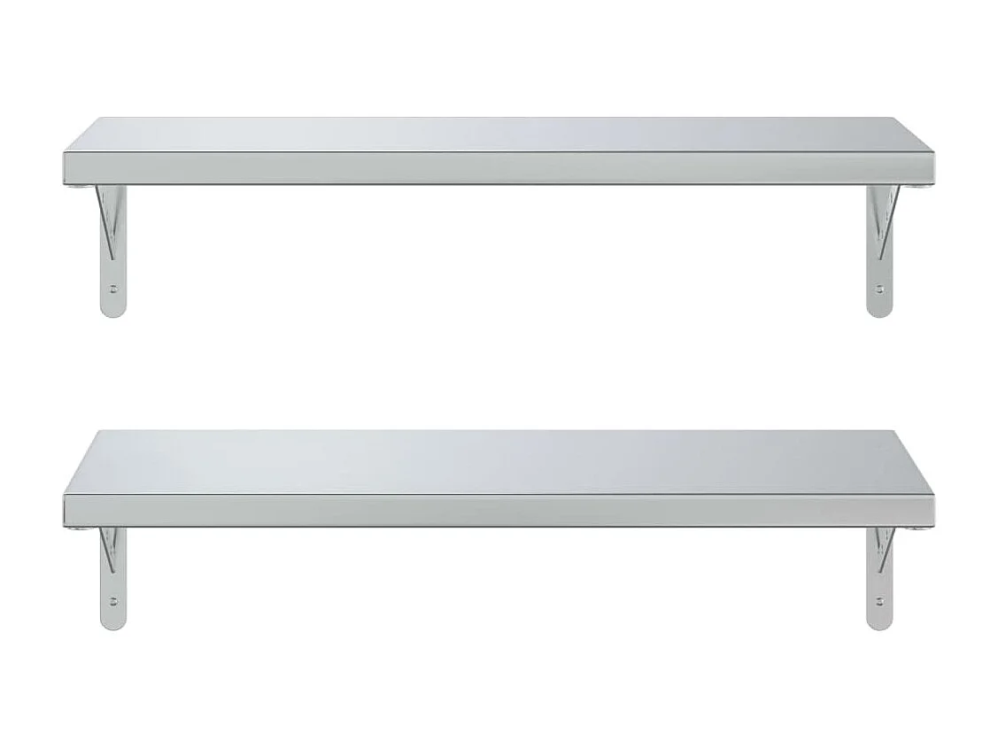 Prateleiras de parede 2 pcs 75x30 cm aço inoxidável prateado