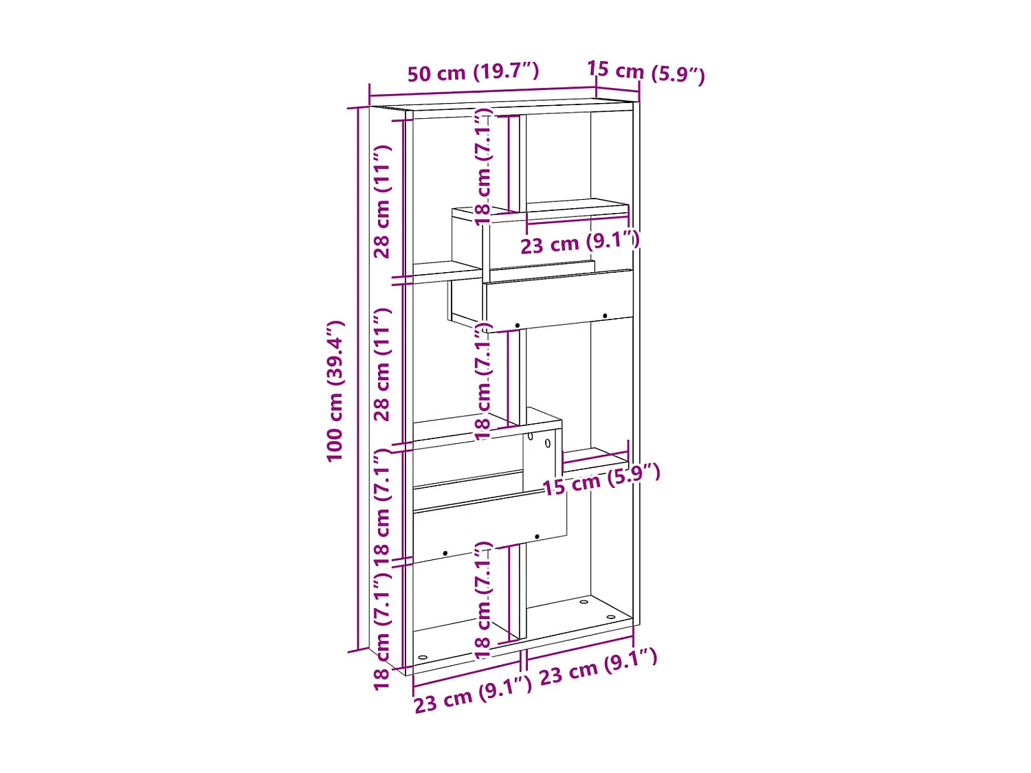 Armoire murale chêne fumé 50x15x100 cm bois d'ingénierie