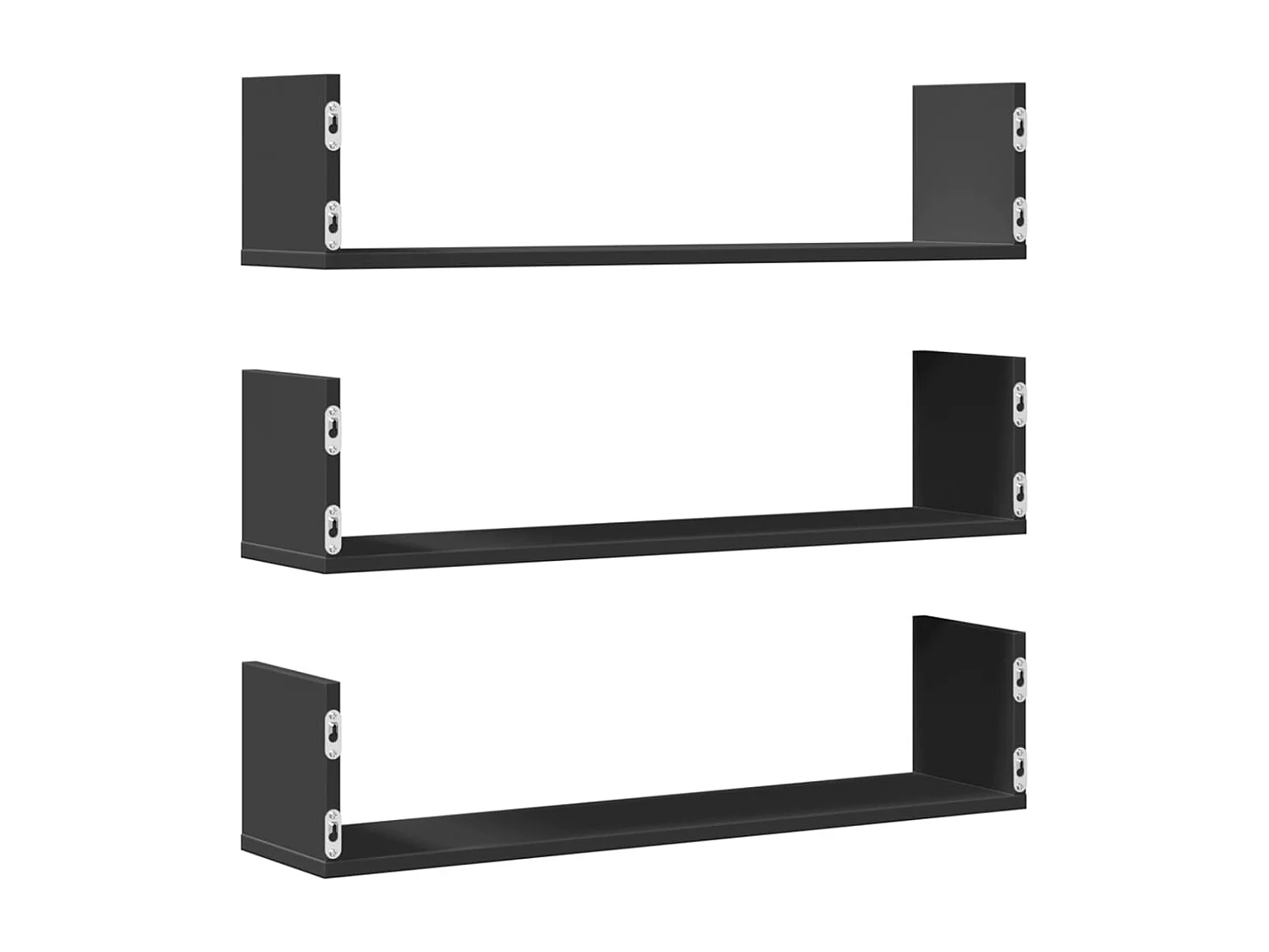 Wandregale 3 Stk. Schwarz 80x18x18 cm Holzwerkstoff