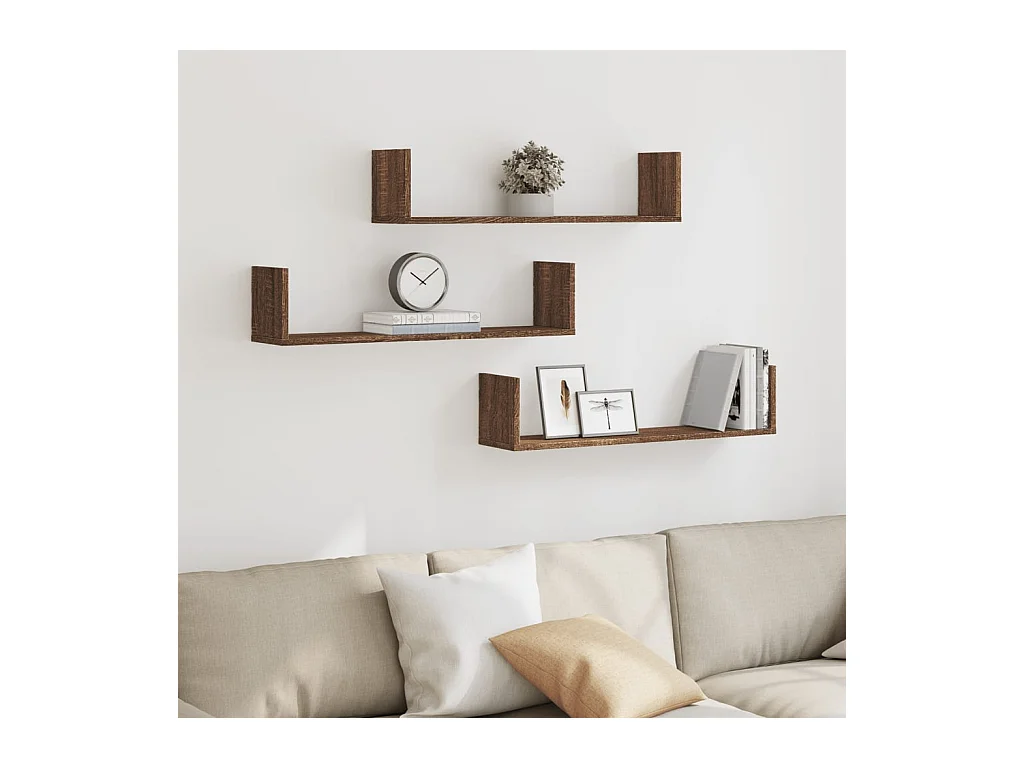 Étagères murales 3pcs chêne marron 80x18x18cm bois d'ingénierie