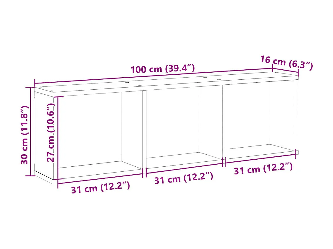 Armoire murale 100x16x30 cm noir bois d'ingénierie