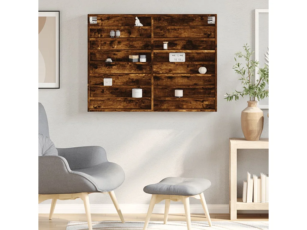 Vitrinenschrank Räuchereiche 100x8,5x75 cm Holzwerkstoff