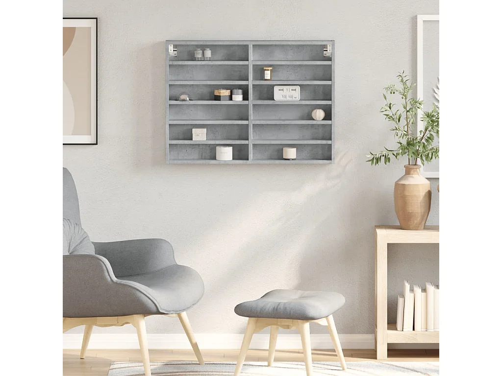 Armoire à vitrine gris béton 80x8,5x58 cm bois d'ingénierie