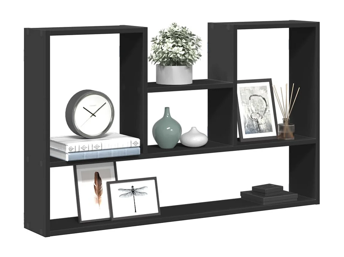 Estantería de pared madera de ingeniería negro 99x15x60 cm