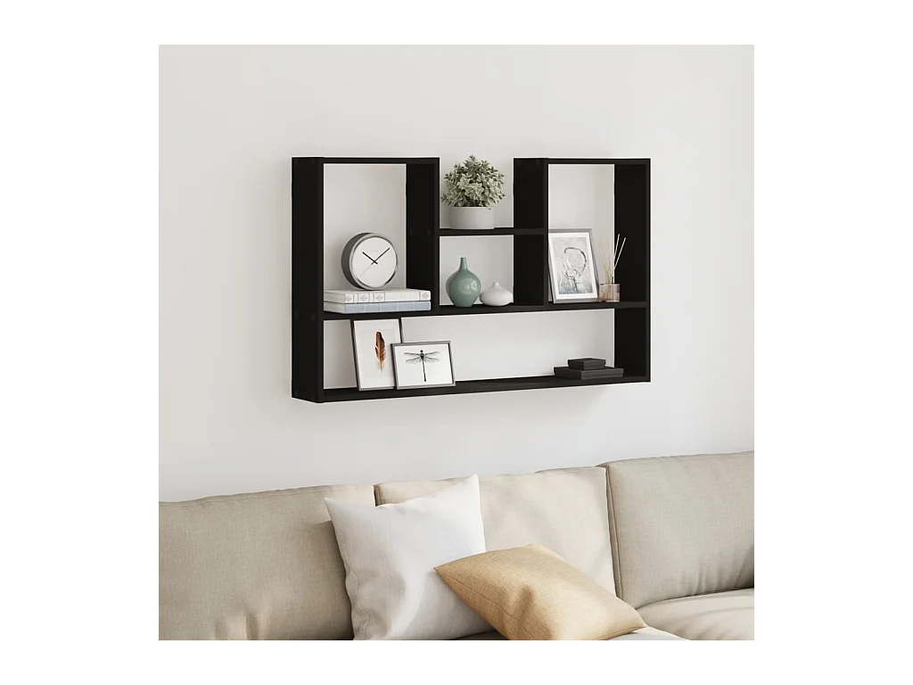 Estantería de pared madera de ingeniería negro 99x15x60 cm