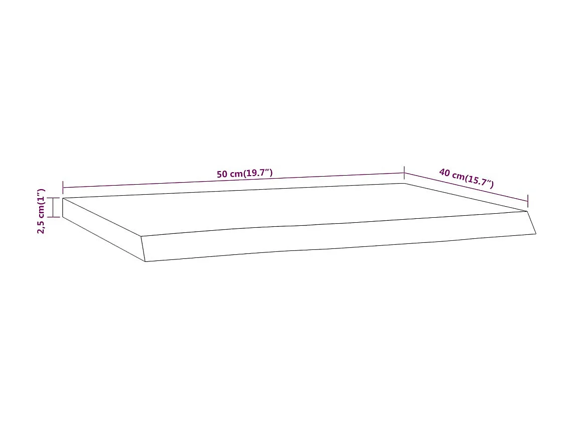 Étagère murale rectangulaire massif acacia bordure assortie