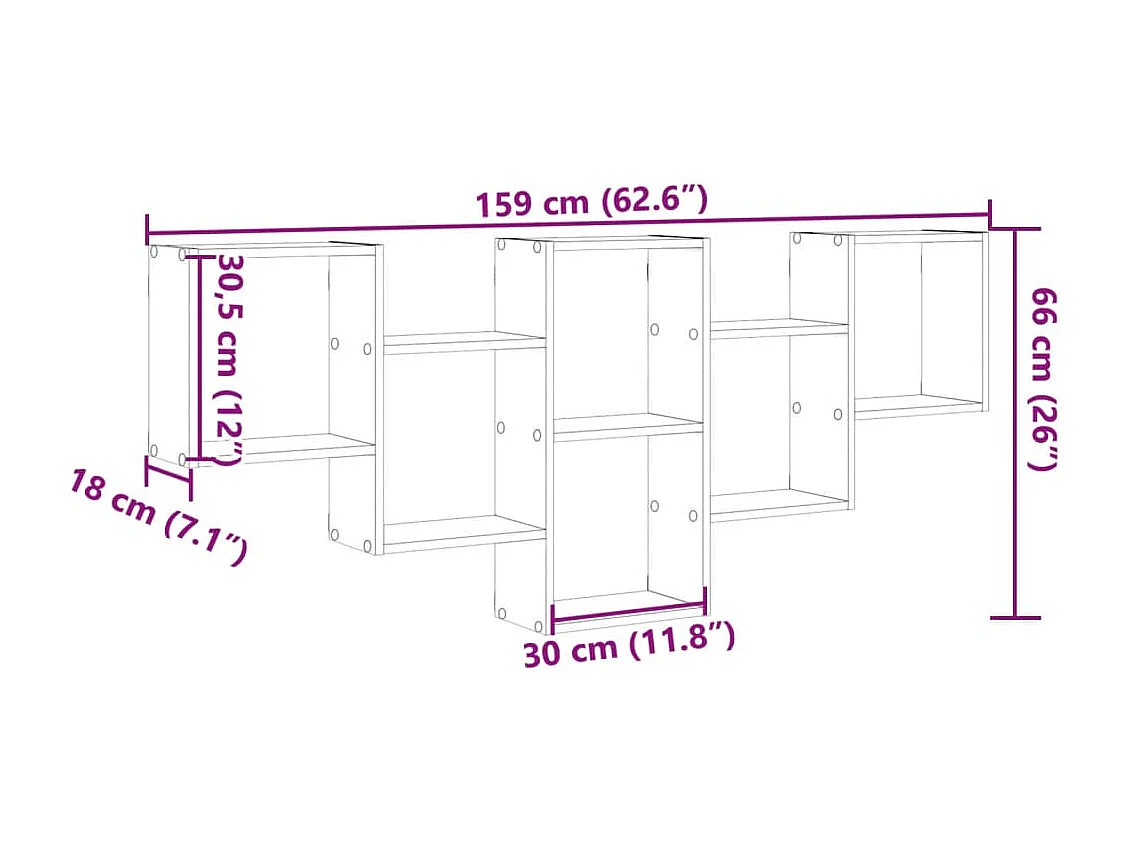 Étagère murale chêne sonoma 159x18x66 cm bois d'ingénierie