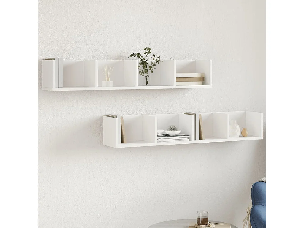 Wandkasten 2 st 99x18x16,5 cm bewerkt hout wit