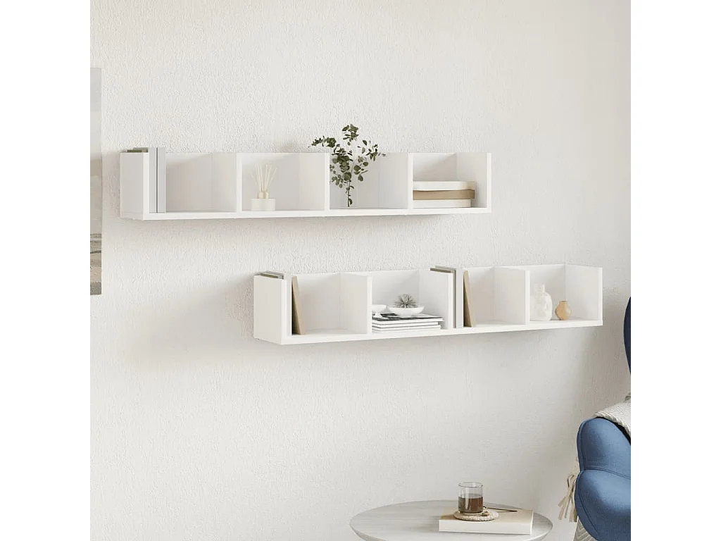 Wandkasten 2 st 99x18x16,5 cm bewerkt hout wit