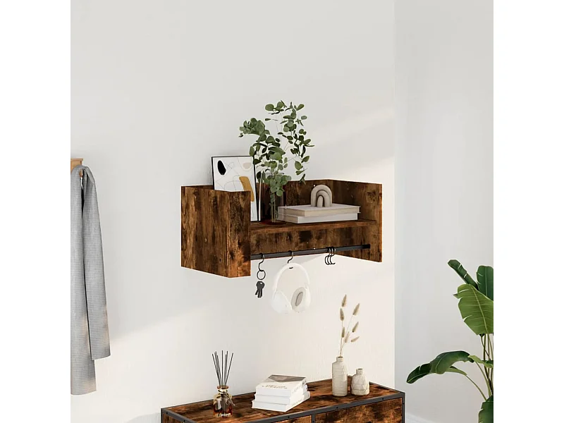 Mensola a Muro Rovere Fumo 70,5x35x30,5 cm Legno Multistrato