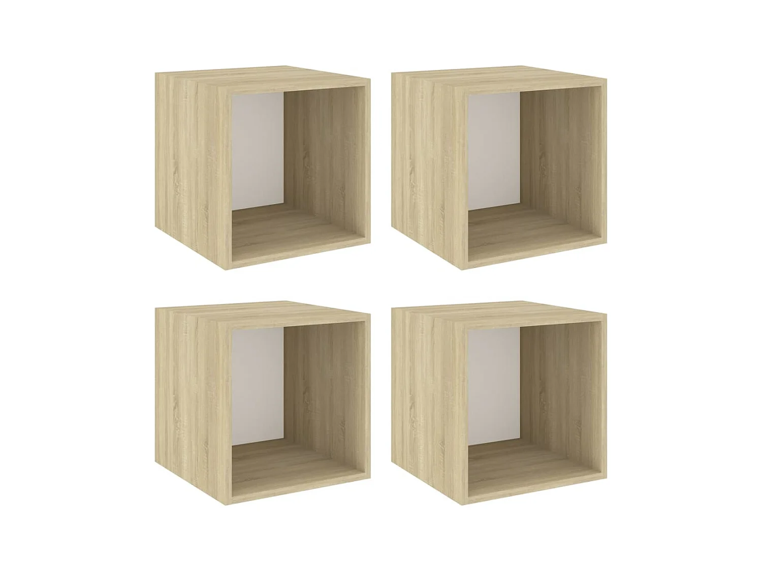 Wandschränke 4 Stk. Weiß Sonoma-Eiche 37x37x37 cm Holzwerkstoff