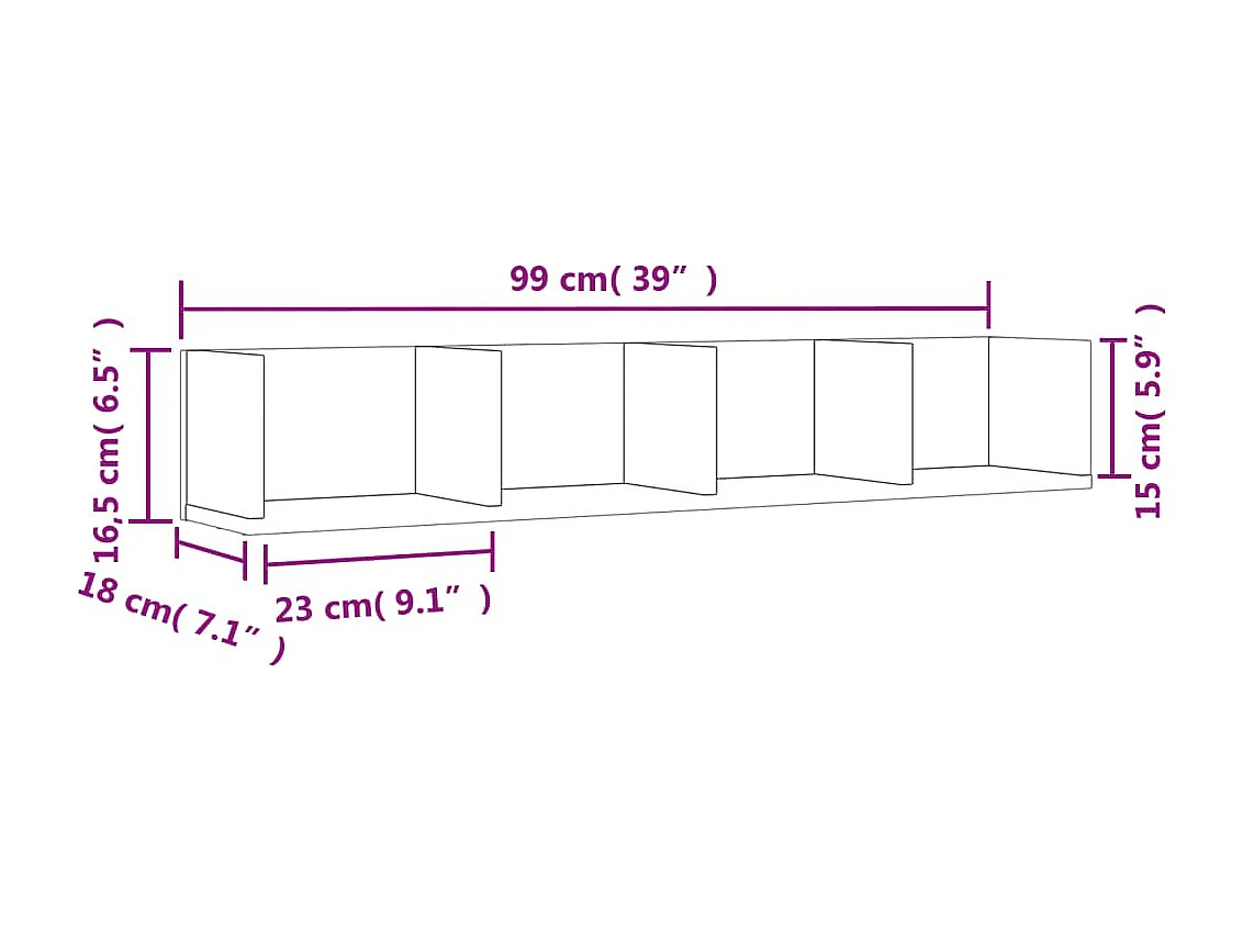 Armadietto a Muro Rovere Marrone 99x18x16,5cm Legno Multistrato