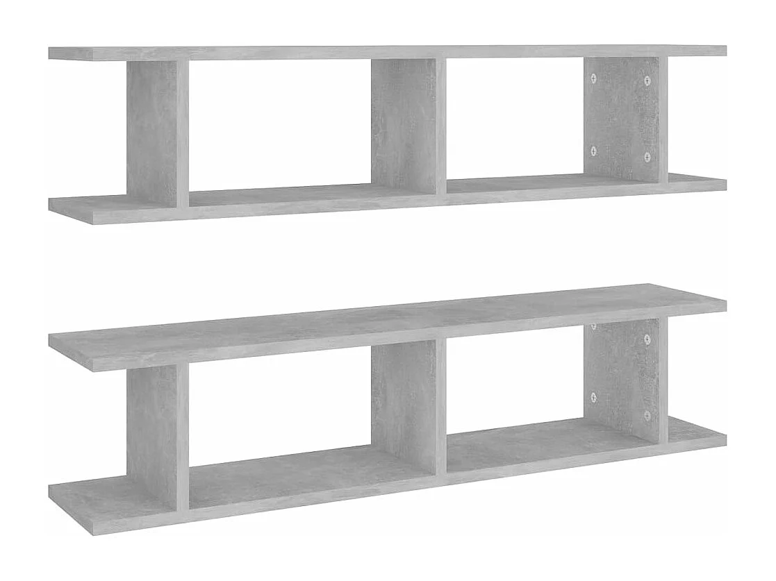 Estantes de pared 2 uds contrachapado gris hormigón 90x18x20 cm