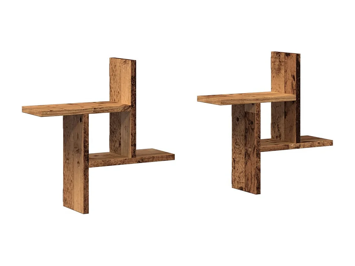 Wandregale 2 Stk. Altholz-Optik 38x12x38 cm Holzwerkstoff