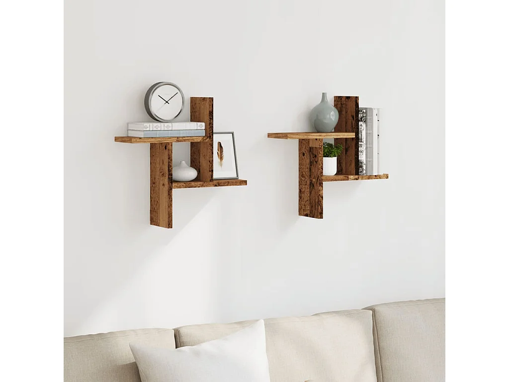 Wandregale 2 Stk. Altholz-Optik 38x12x38 cm Holzwerkstoff