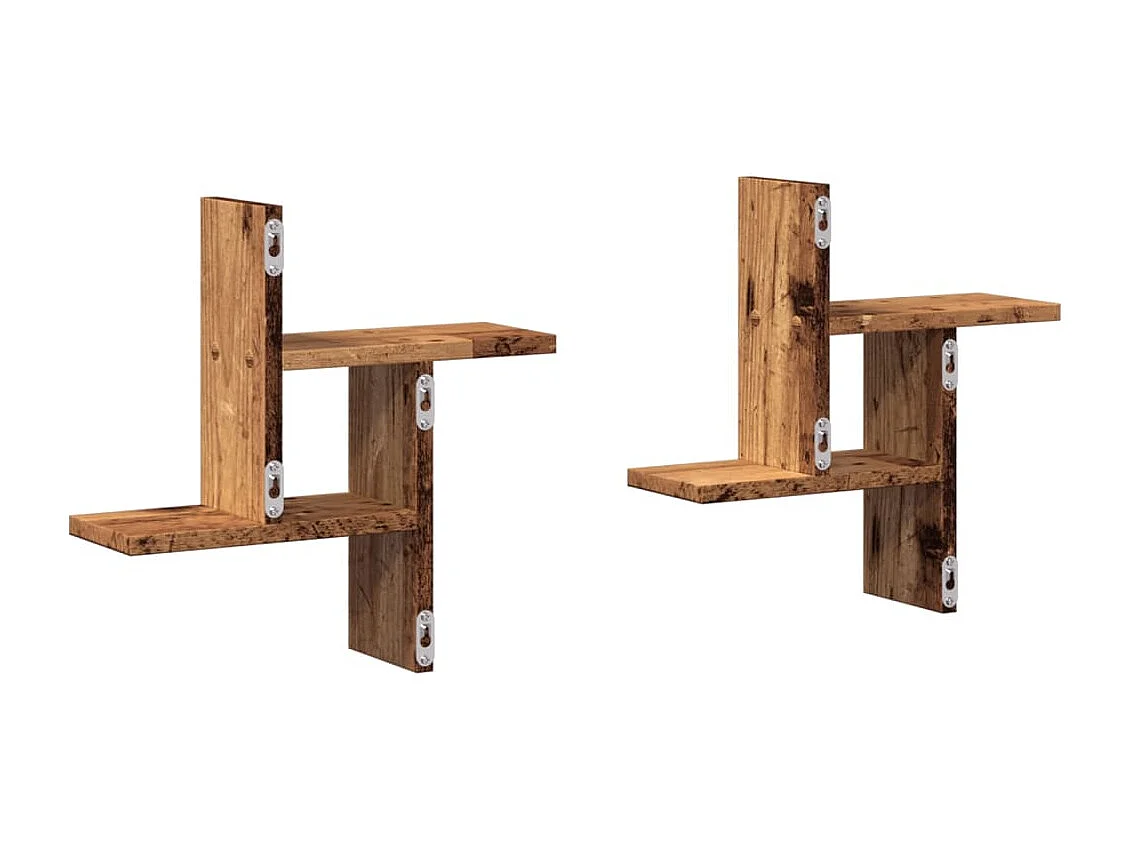 Wandregale 2 Stk. Altholz-Optik 38x12x38 cm Holzwerkstoff