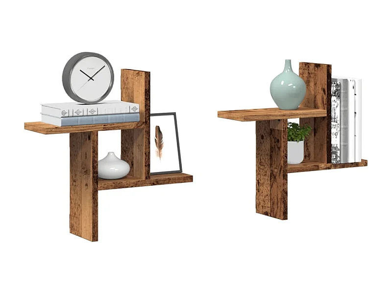 Wandregale 2 Stk. Altholz-Optik 38x12x38 cm Holzwerkstoff