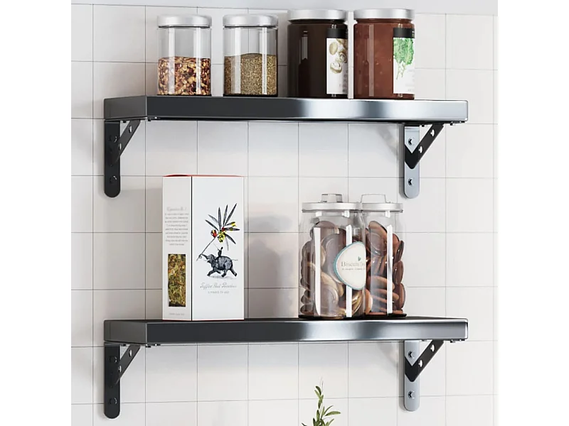 Supports d'étagères 4 pcs 15x2,5x11,5 cm noir acier inoxydable