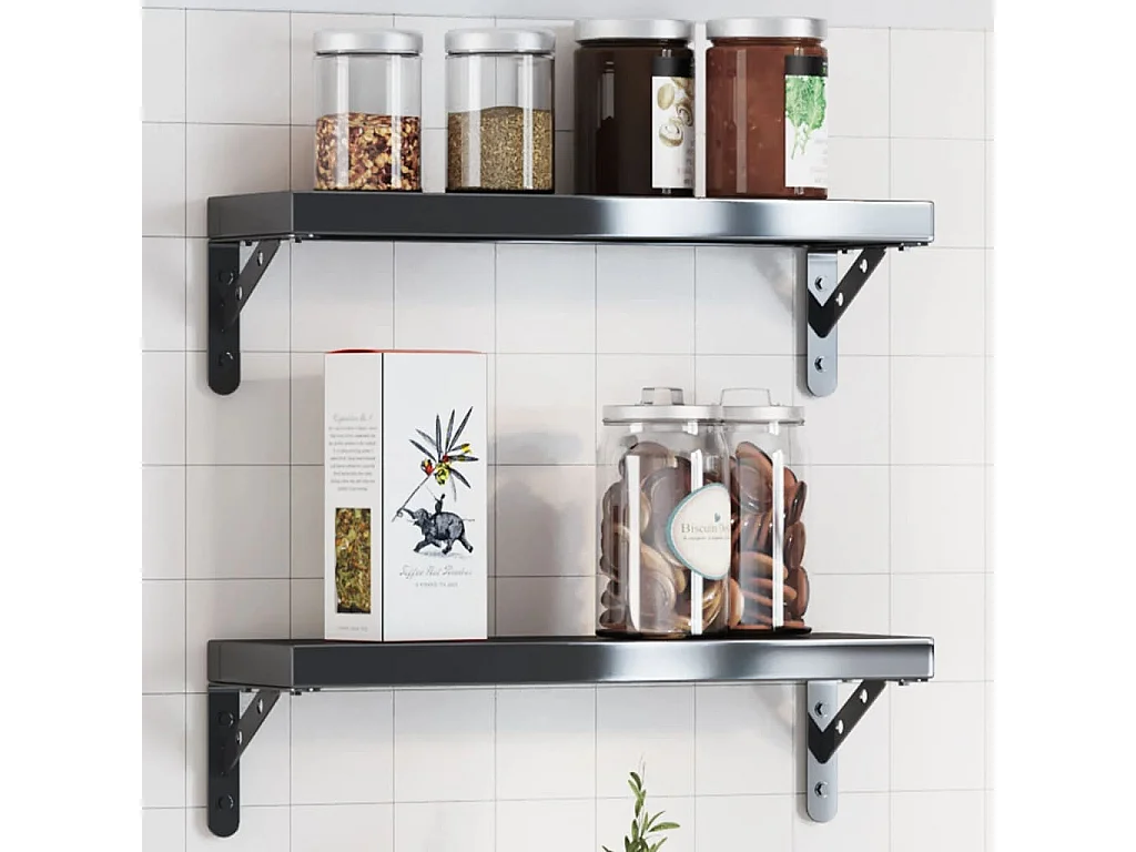 Supports d'étagères 4 pcs 15x2,5x11,5 cm noir acier inoxydable