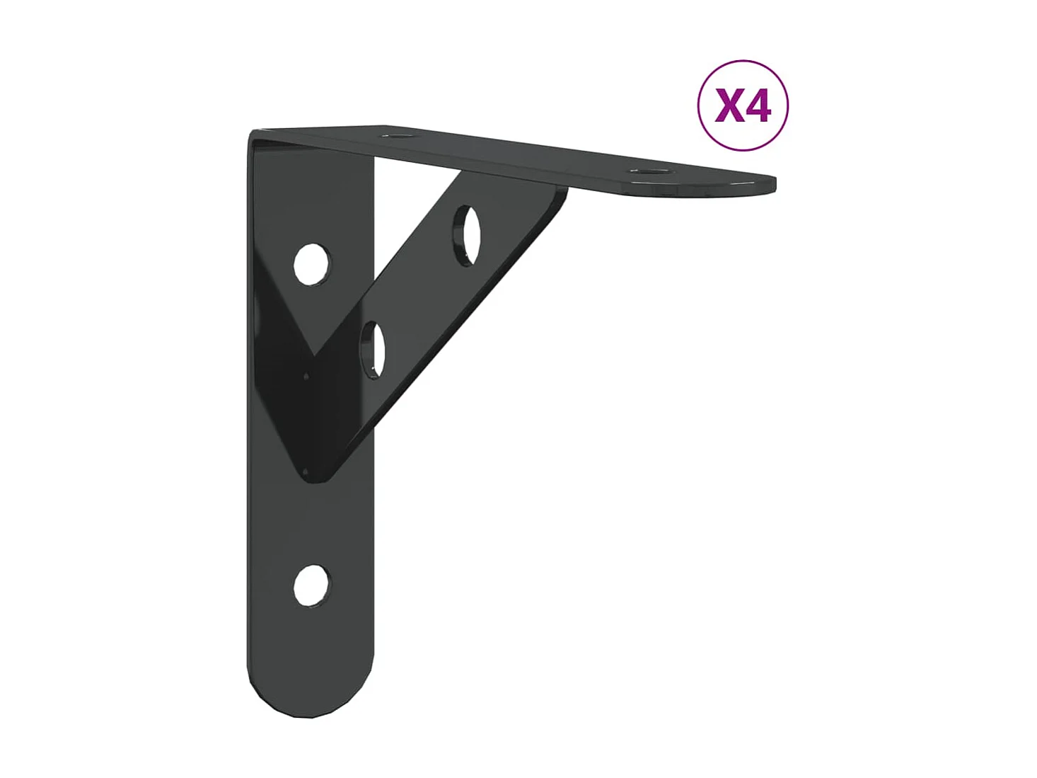 Supports d'étagères 4 pcs 15x2,5x11,5 cm noir acier inoxydable