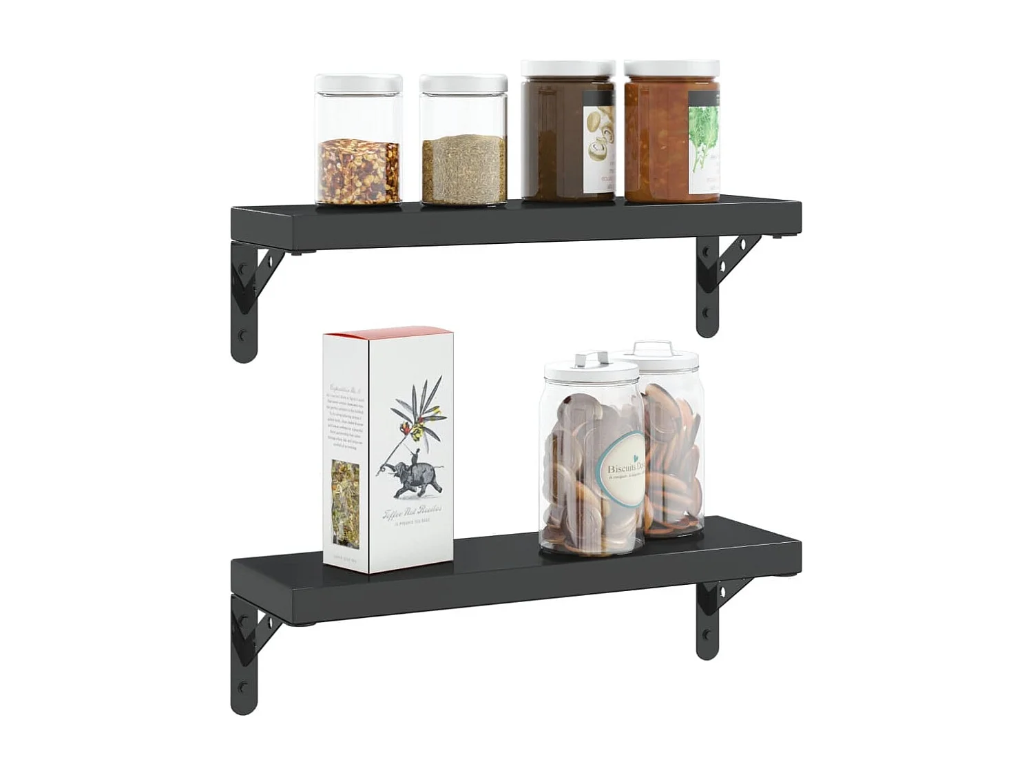 Supports d'étagères 4 pcs 15x2,5x11,5 cm noir acier inoxydable