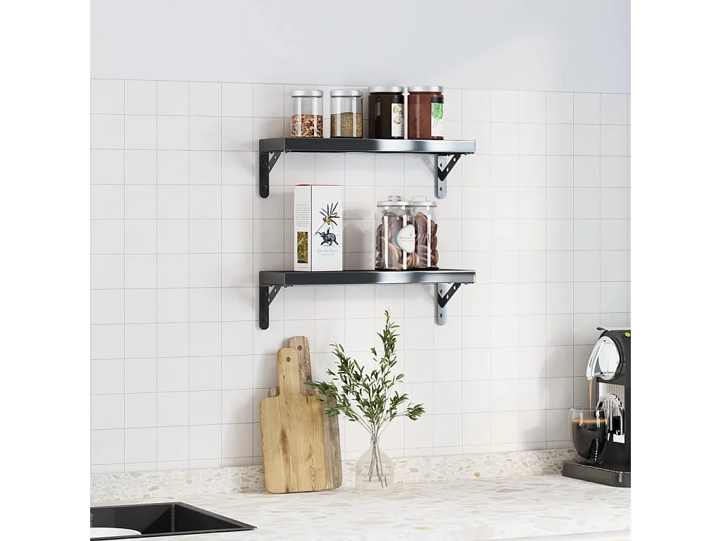 Regalträger 4 Stk. 15x2,5x11,5 cm Schwarz Edelstahl