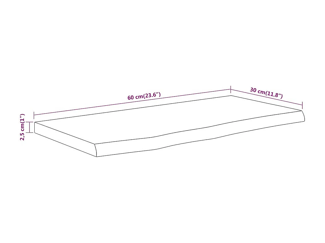 Étagère murale rectangulaire massif acacia bordure assortie