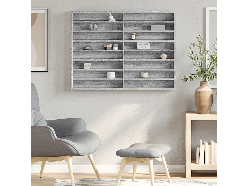 Armoire à vitrine sonoma gris 100x8,5x75 cm bois d'ingénierie