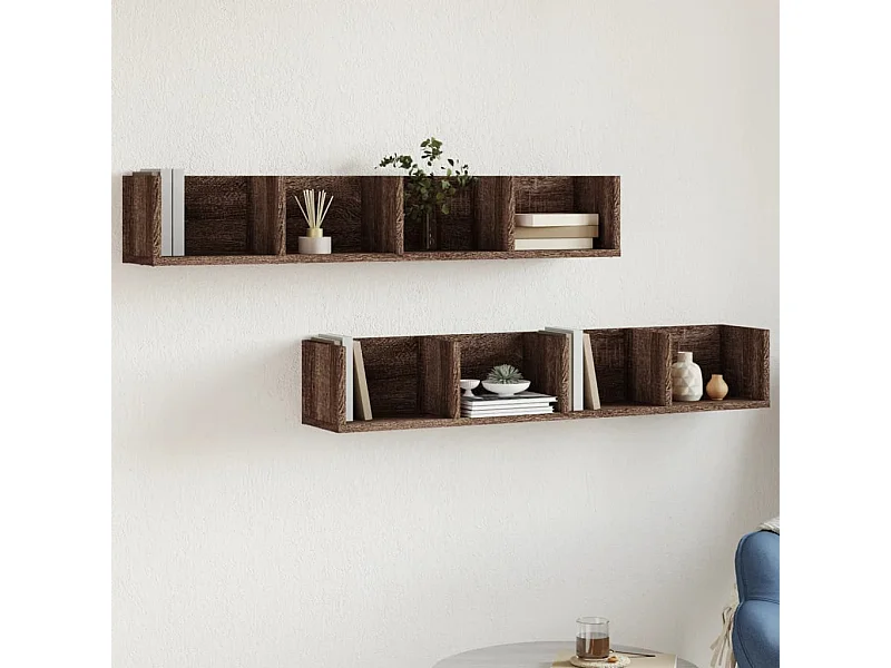 Mobili Parete 2 pz Rovere Marrone 99x18x16,5 cm in Multistrato