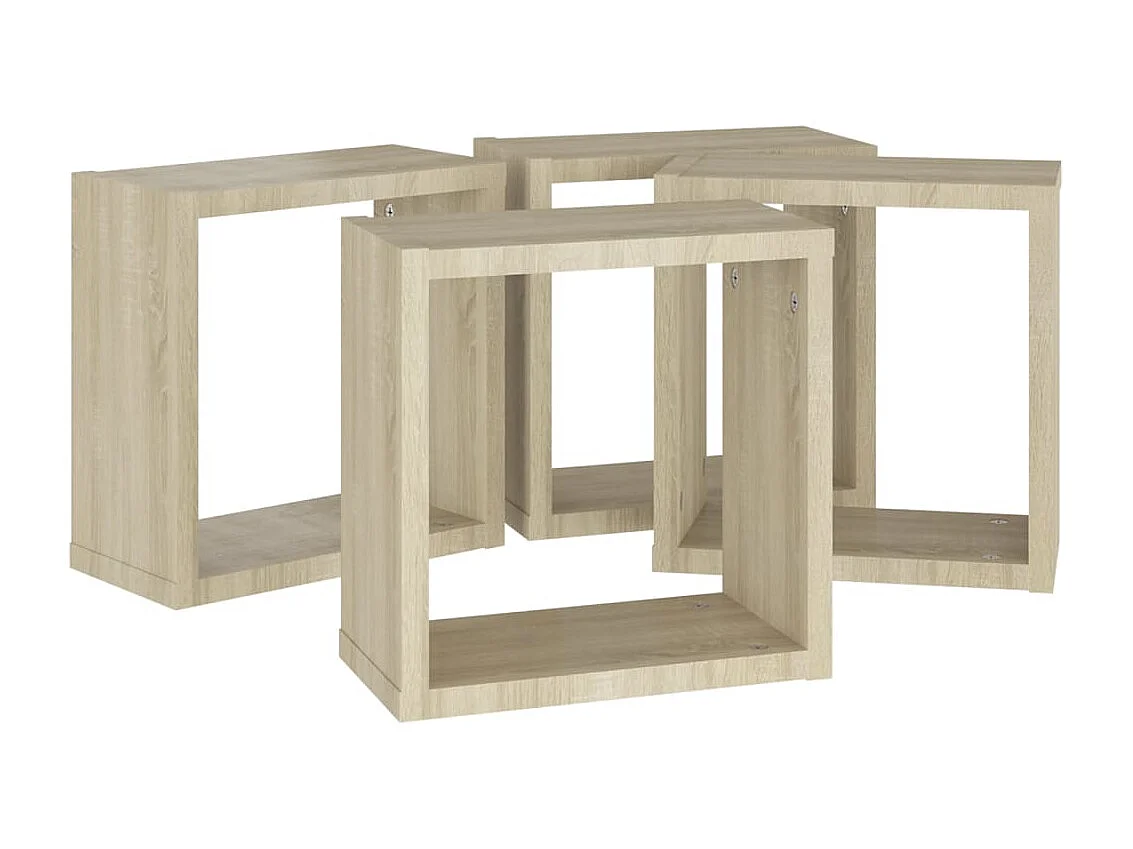 Étagères cube murales 4 pcs Chêne sonoma 30x15x30 cm