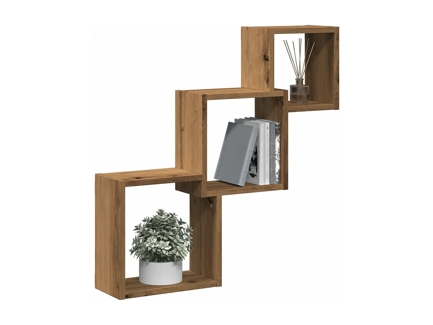 Estante cubos pared madera ingeniería roble artisan 68x15x68 cm