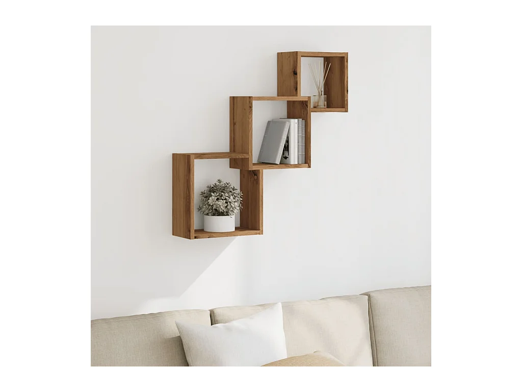 Estante cubos pared madera ingeniería roble artisan 68x15x68 cm