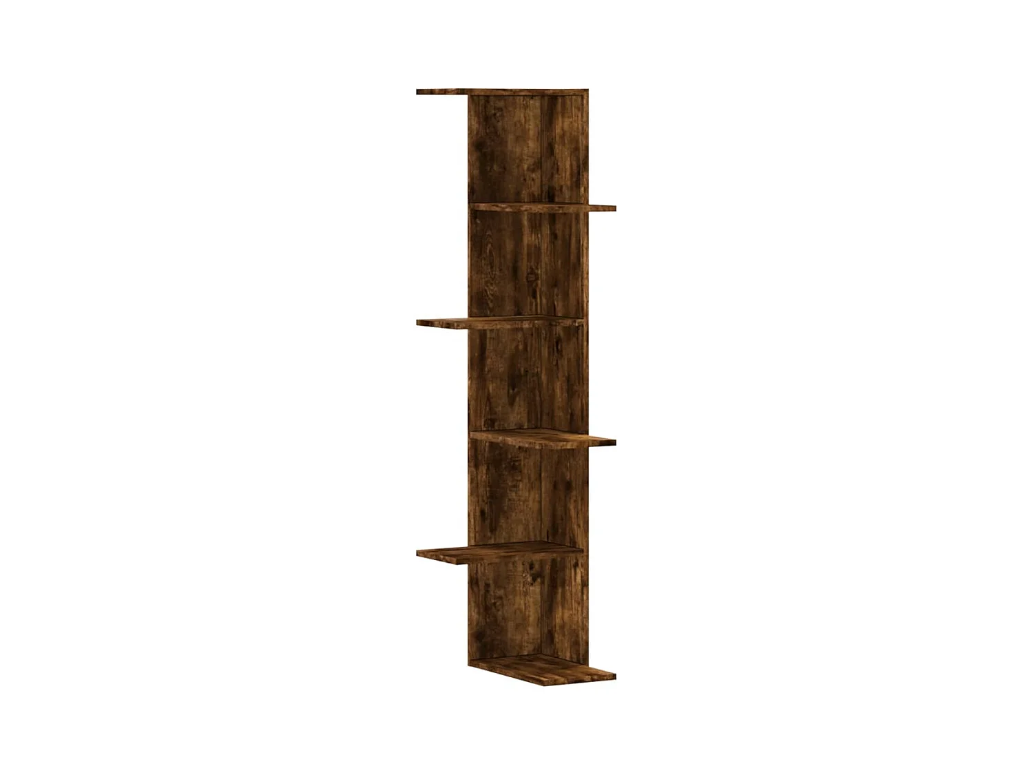 Hoekwandschap 36,5x36,5x140 cm bewerkt hout gerookt eikenkleur