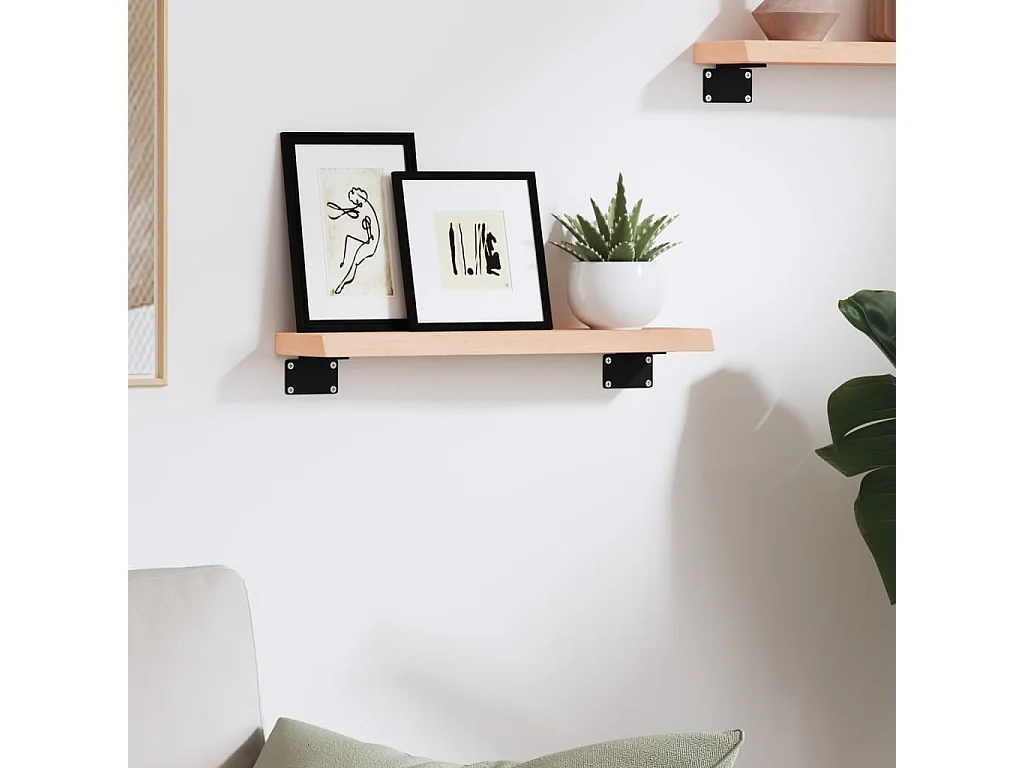 Wandregal 40x10x2 cm Massivholz Eiche Unbehandelt