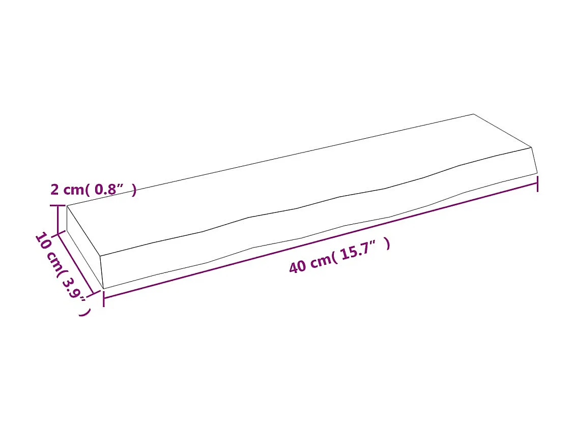 Wandregal 40x10x2 cm Massivholz Eiche Unbehandelt