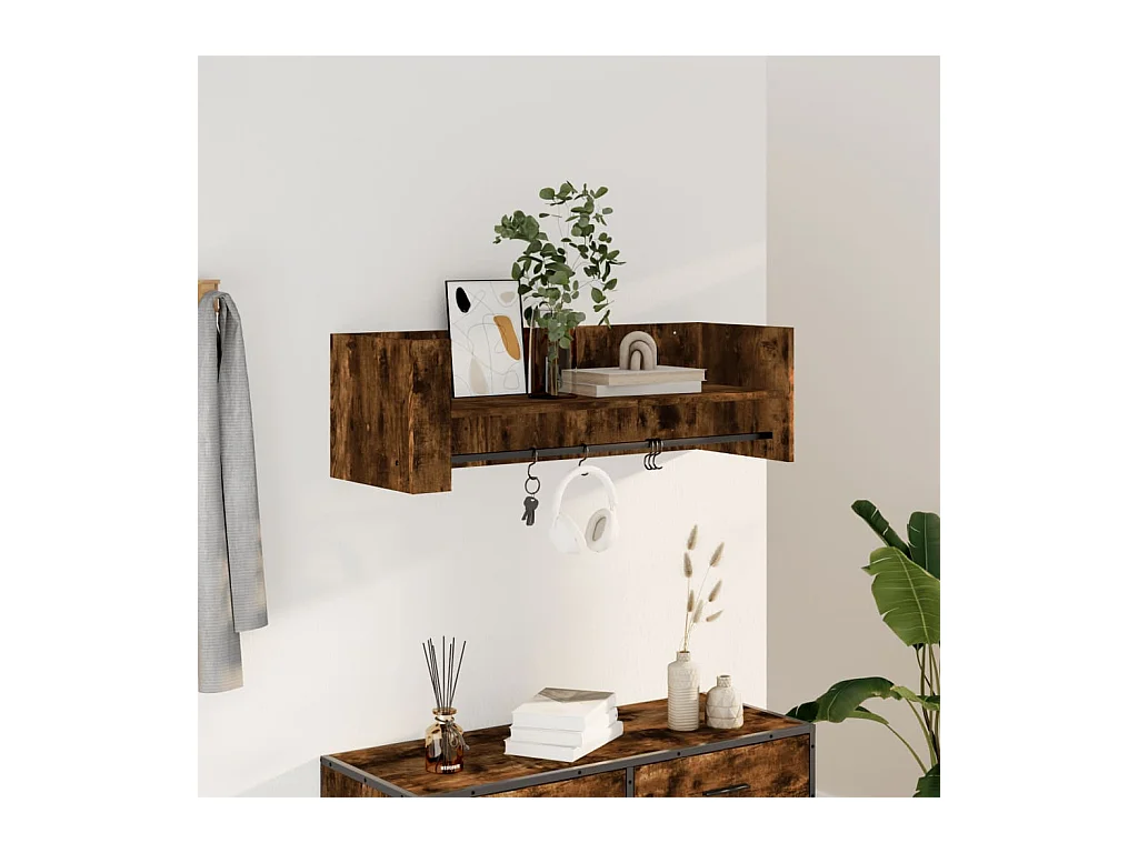 Mensola a Muro Rovere Fumo 100x35x30,5 cm Legno Multistrato