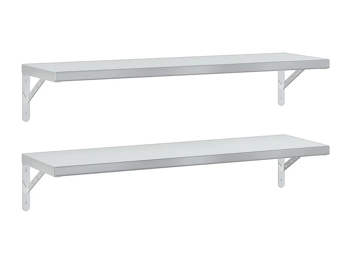 Prateleiras de parede 2 pcs 100x30 cm aço inoxidável prateado