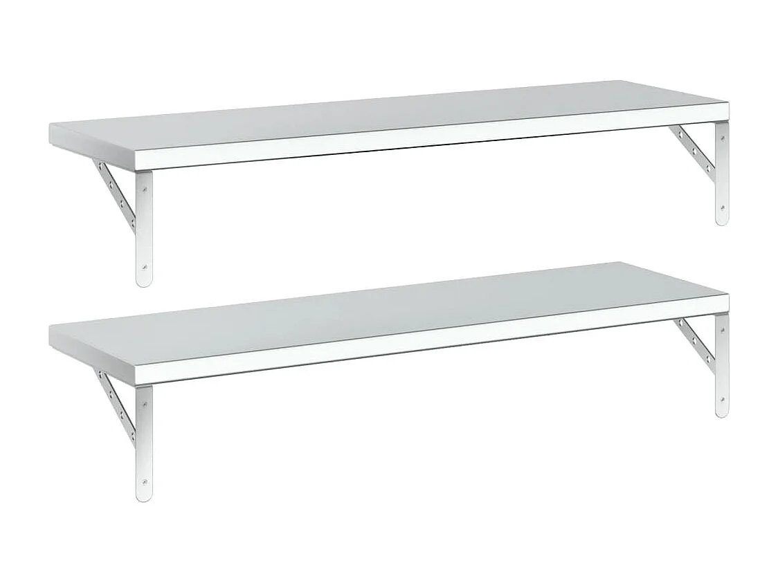Prateleiras de parede 2 pcs 100x30 cm aço inoxidável prateado