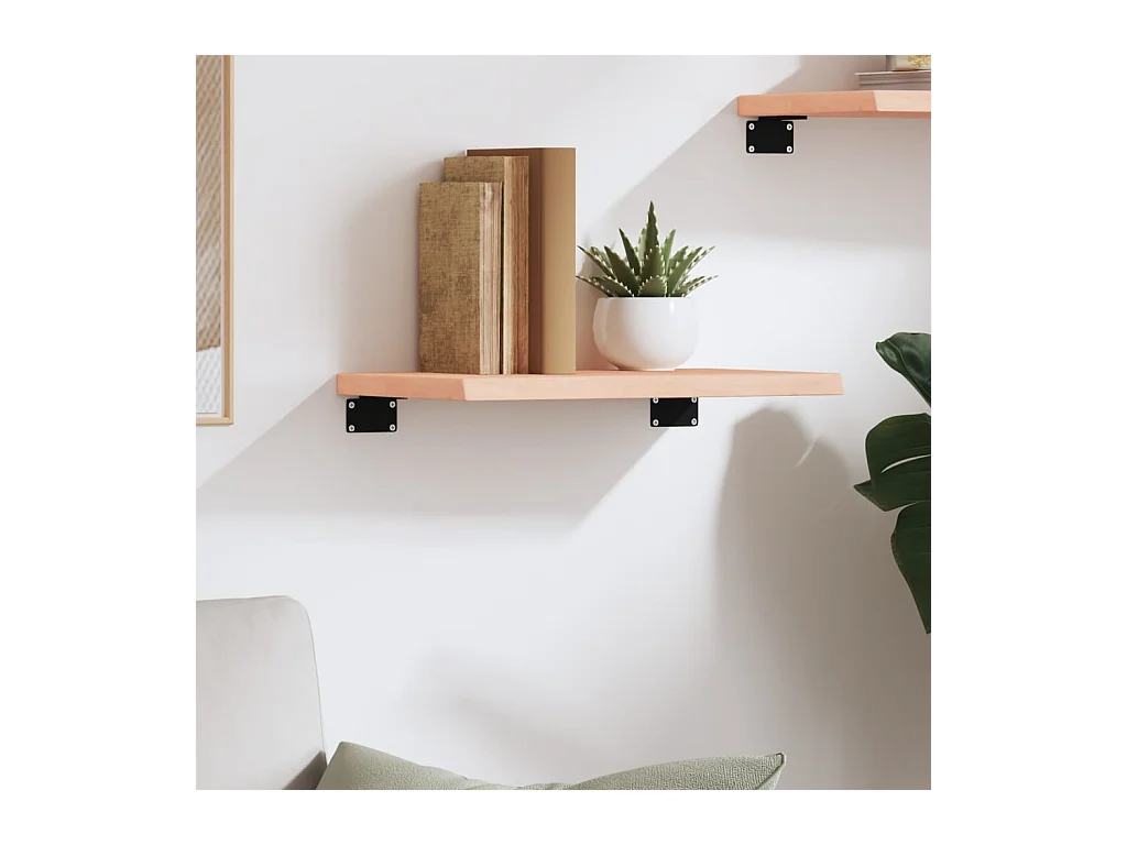 Estante de pared madera maciza de roble sin tratar 40x20x2 cm