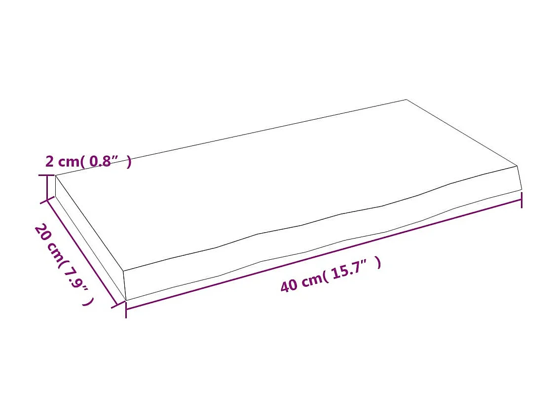 Estante de pared madera maciza de roble sin tratar 40x20x2 cm