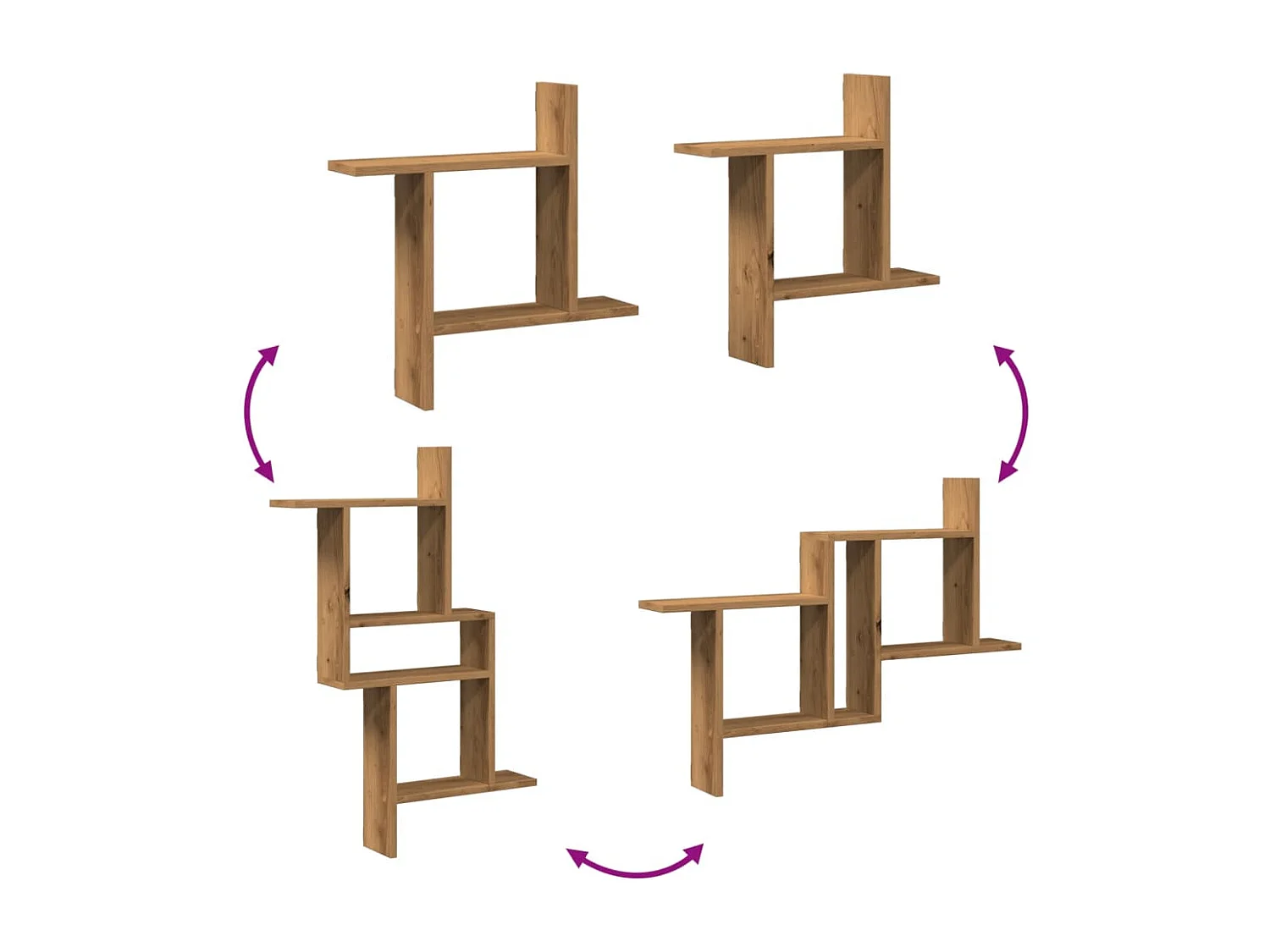 Mensole Parete 2pz Rovere Artigianale 50x12x50 cm in Truciolato